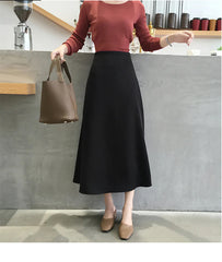 High Waist Glossy Long Satin Office Skirts