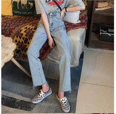 High Waist Retro Classic Blue Long Jeans Pants