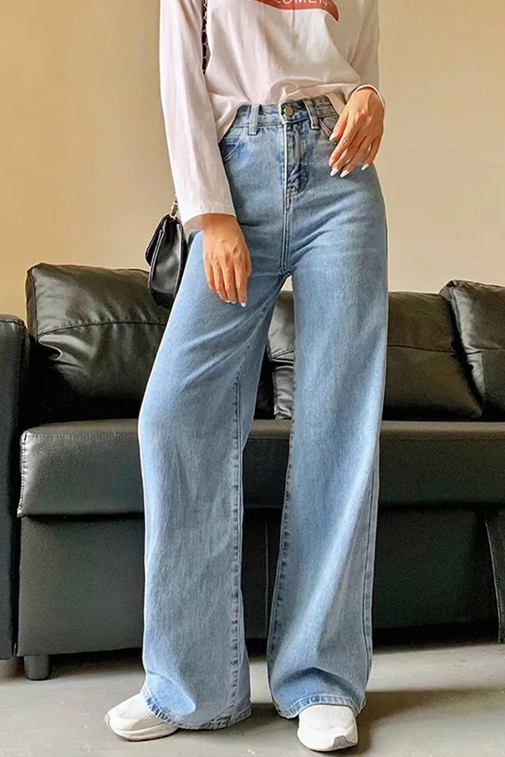 High Waist Wide Leg Mom Jeans Pants