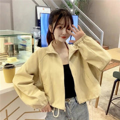 Long Sleeve Simple Design Cropped Jackets