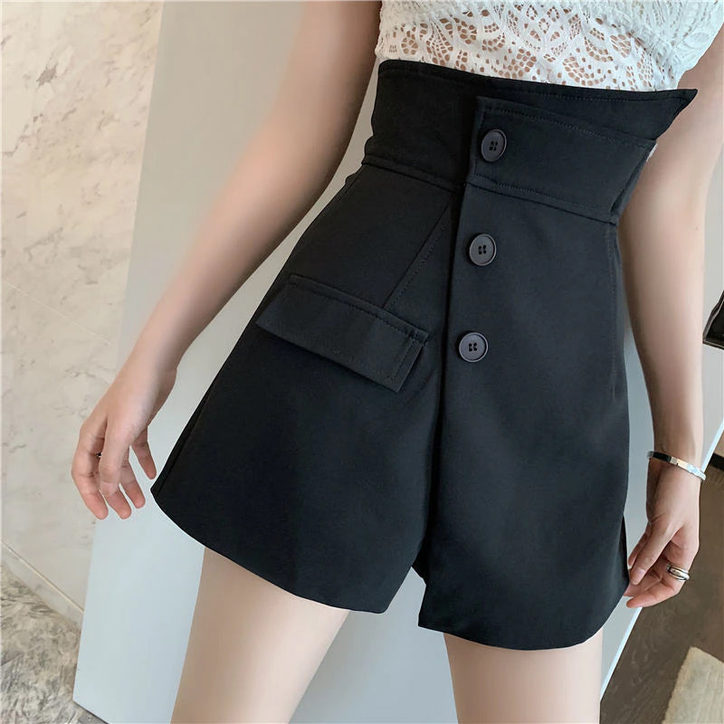 High Waist Slim Asymmetrical Elegant Shorts