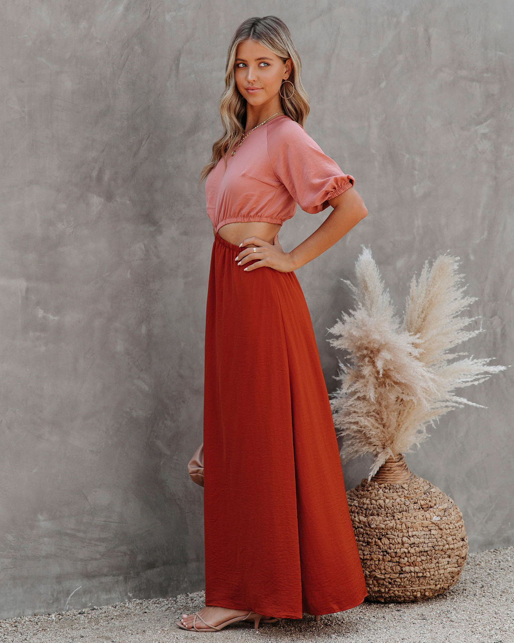 Aguilar Colorblock Cutout Maxi Dress