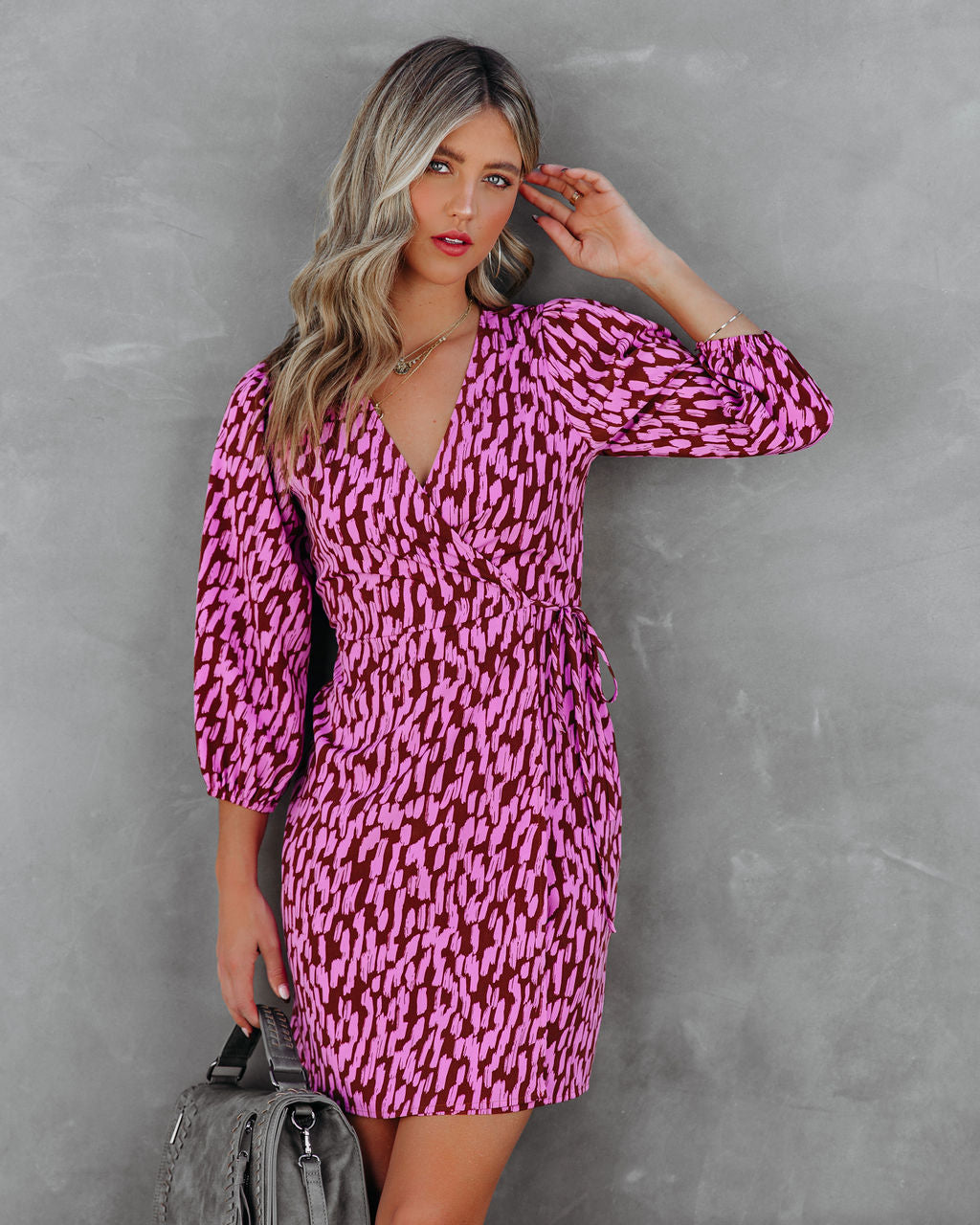 Another Year Of Love Printed Wrap Dress - FINAL SALE