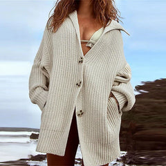 Autumn Winter Loose Full Sleeves Fashion New Oversized Knitted Coats