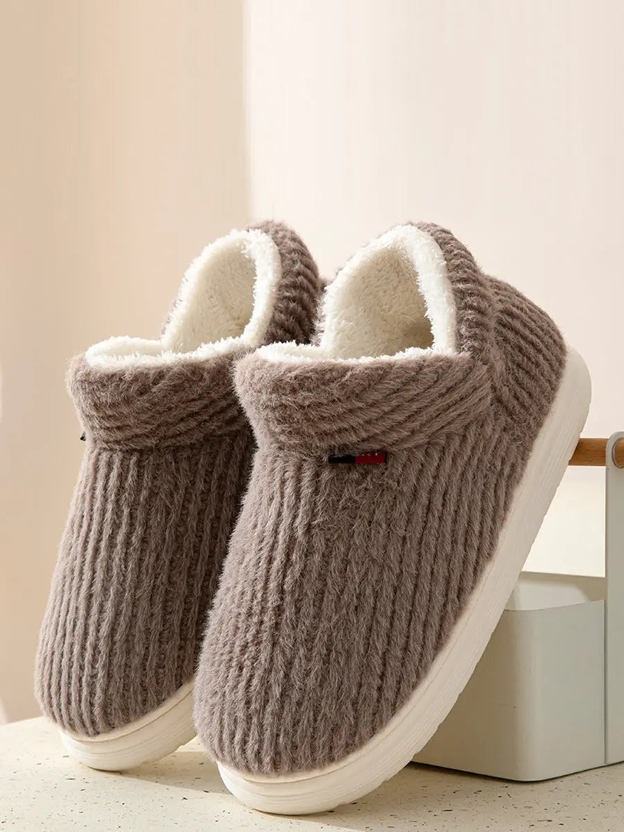 Couple Solid Indoor Fleece Shoes