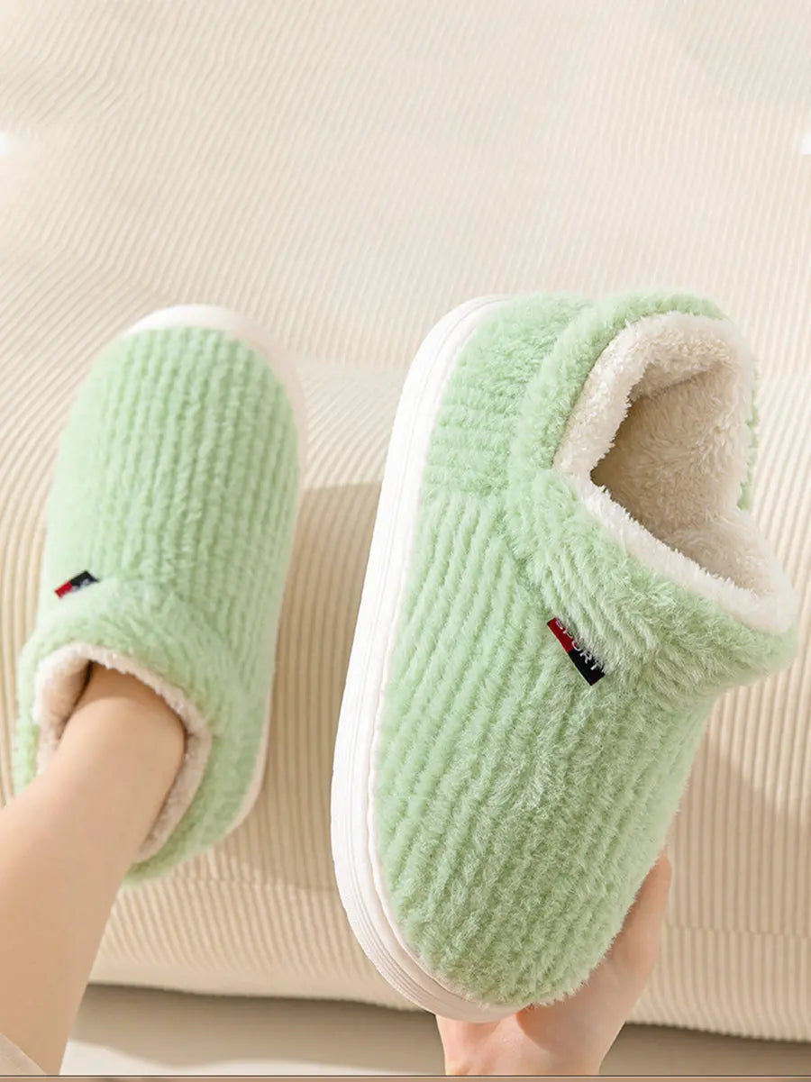 Couple Solid Indoor Fleece Shoes