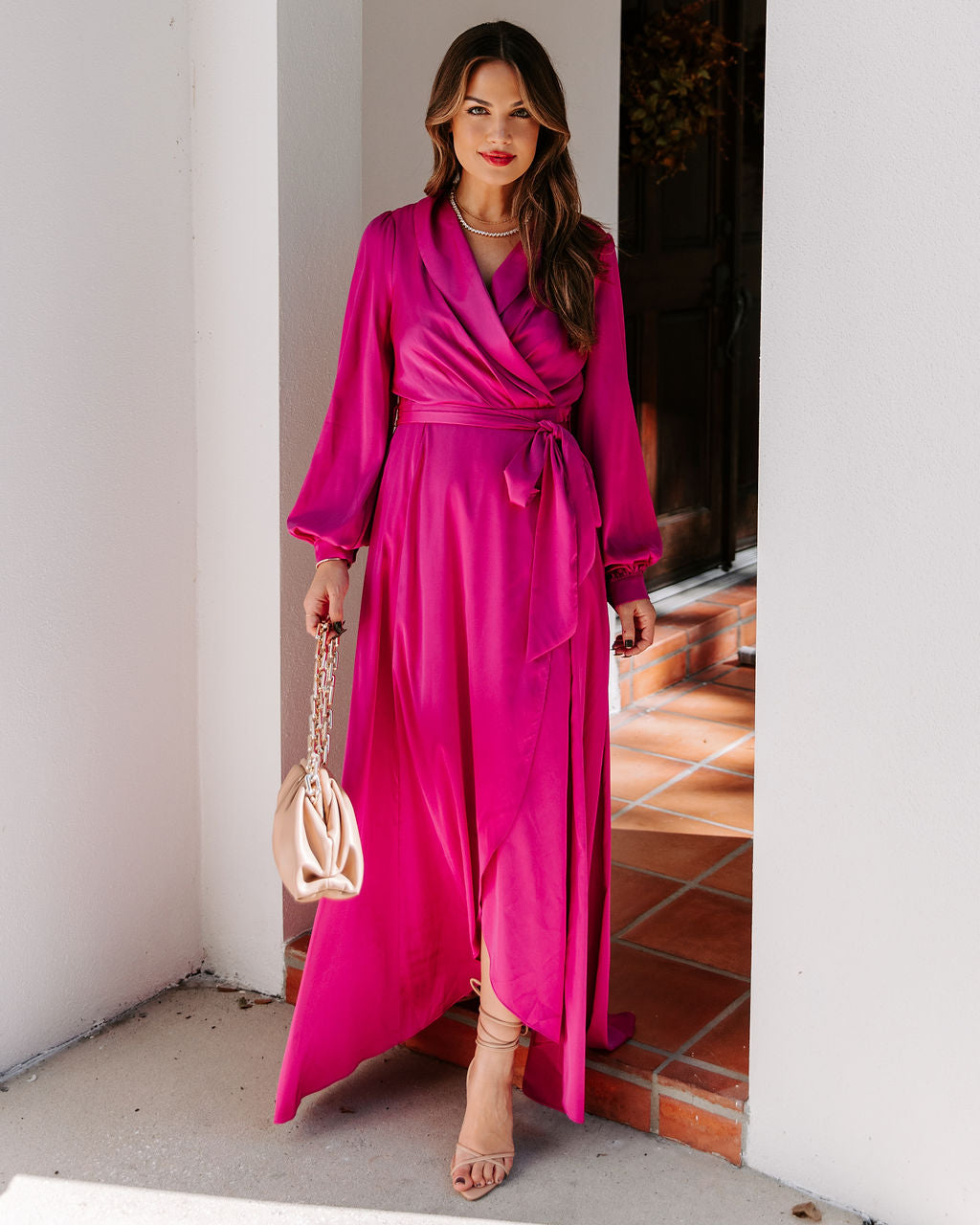 Always Memorable Satin Maxi Dress - Magenta - FINAL SALE