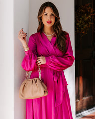 Always Memorable Satin Maxi Dress - Magenta - FINAL SALE