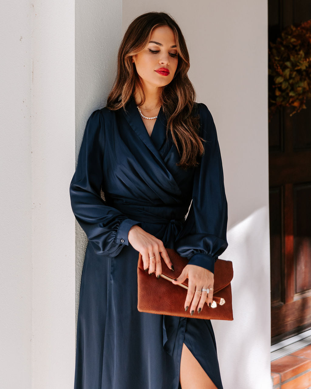 Always Memorable Satin Maxi Dress - Navy