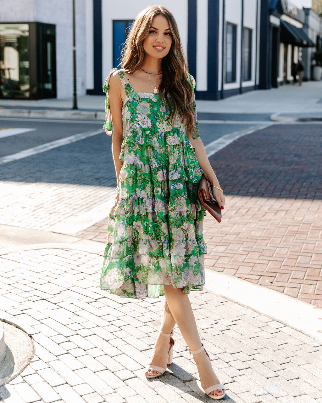 Avisa Floral Ruffle Tiered Tie Strap Dress