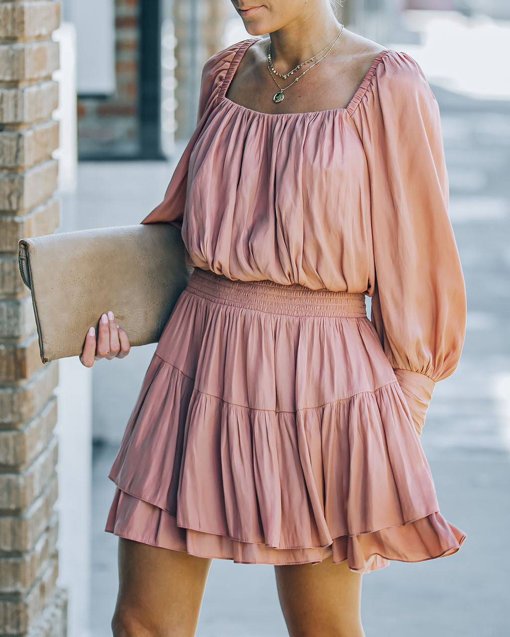 Ayla Smocked Ruffle Mini Dress - Rosette - FINAL SALE