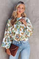 Floral Balloon Sleeve Blouse