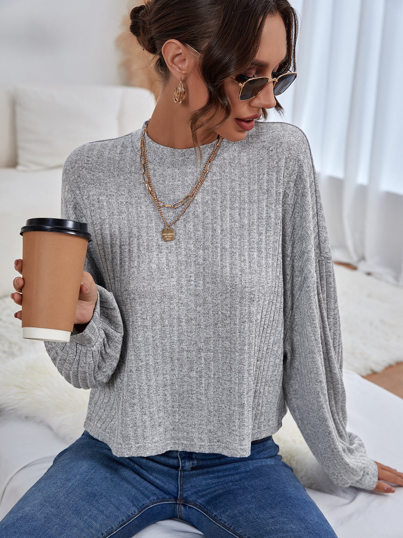 Gray Drop Shoulder Tee