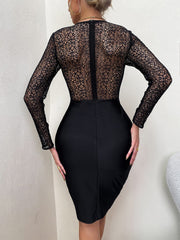 Guipure Lace Insert Cut Out Bodycon Dress