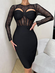 Guipure Lace Insert Cut Out Bodycon Dress