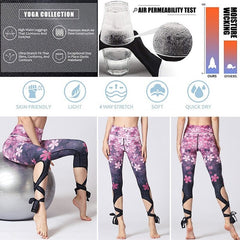 Mojoyce Cloud Hide Yoga Pants Women Flower Sports Leggings Sexy High Waist Sexy Long Tights Fitness Running Trouser Workout Plus Size XL