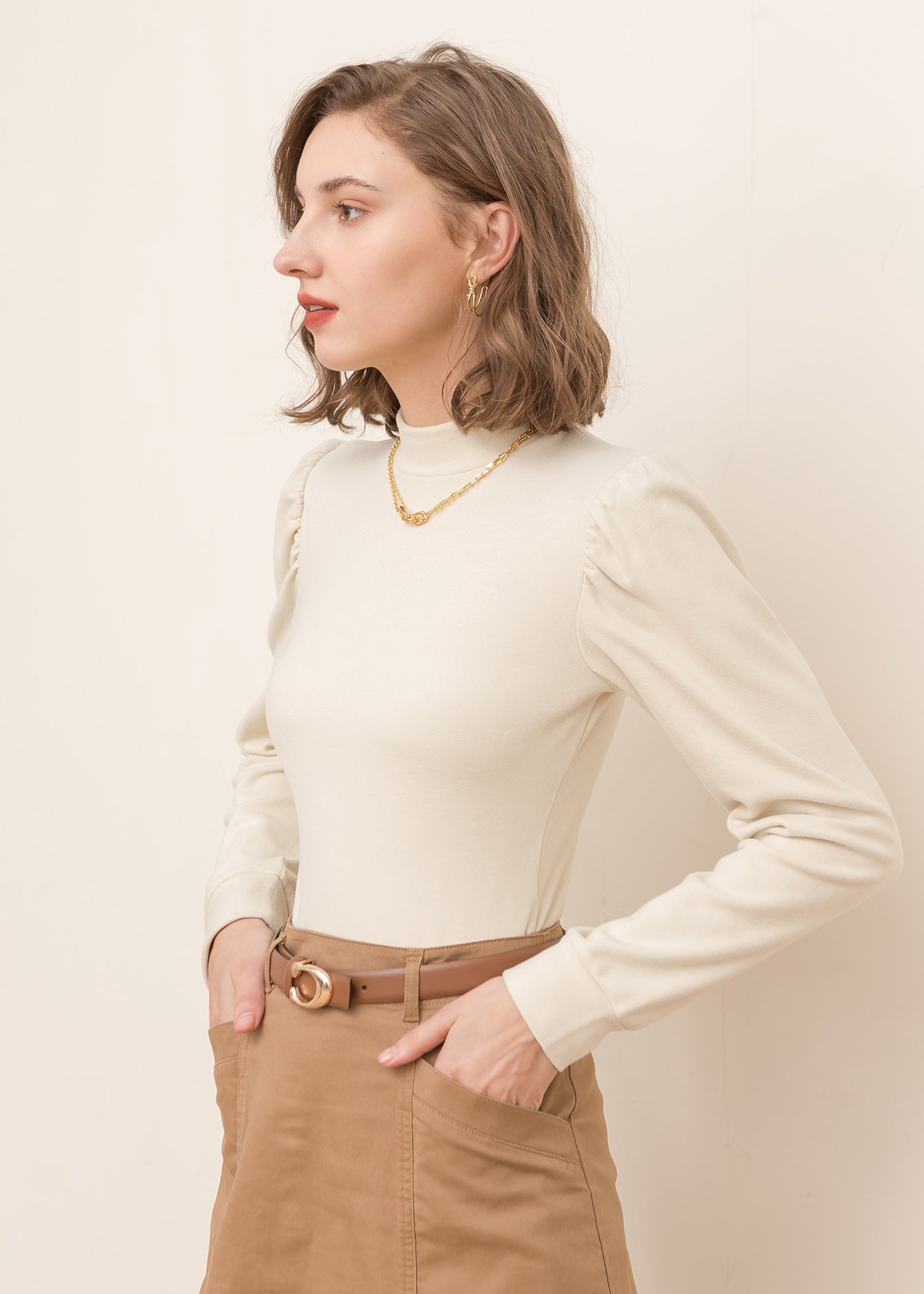 Half high collar crop top