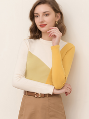 Half high neck long sleeve slim crop top