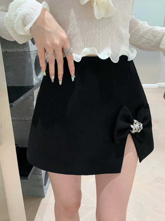 Jimena Spliced Bow Mini Skirts