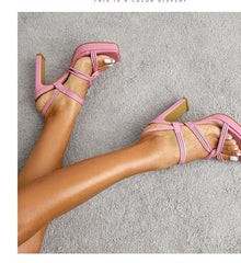 Block Heel Strappy Sandals AE1062