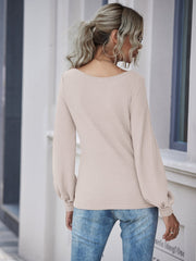 Lantern sleeve round neck T shirt