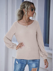 Lantern sleeve round neck T shirt