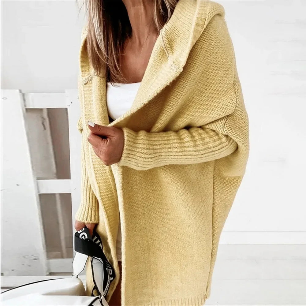 Loose Doll Sleeve Knit Sweater Long Autumn Winter Ladies Coats