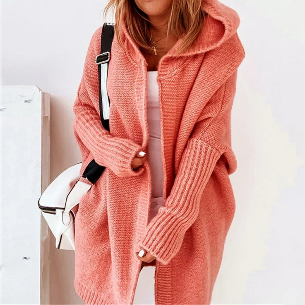 Loose Doll Sleeve Knit Sweater Long Autumn Winter Ladies Coats