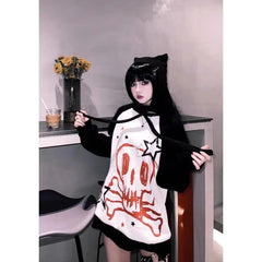 Loose Gothic Casual Subculture Punk Streetwear Autumn Hoodie