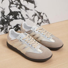 Ballerina Style Misty Silver Casual Vintage Training Sneakers Shoes