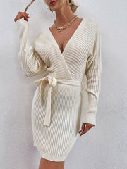 Lancer Cotton Blend Wrap Sweater Dress