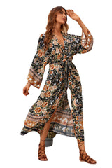 Artiste Satin Floral Wrap Midi Dress - FINAL SALE