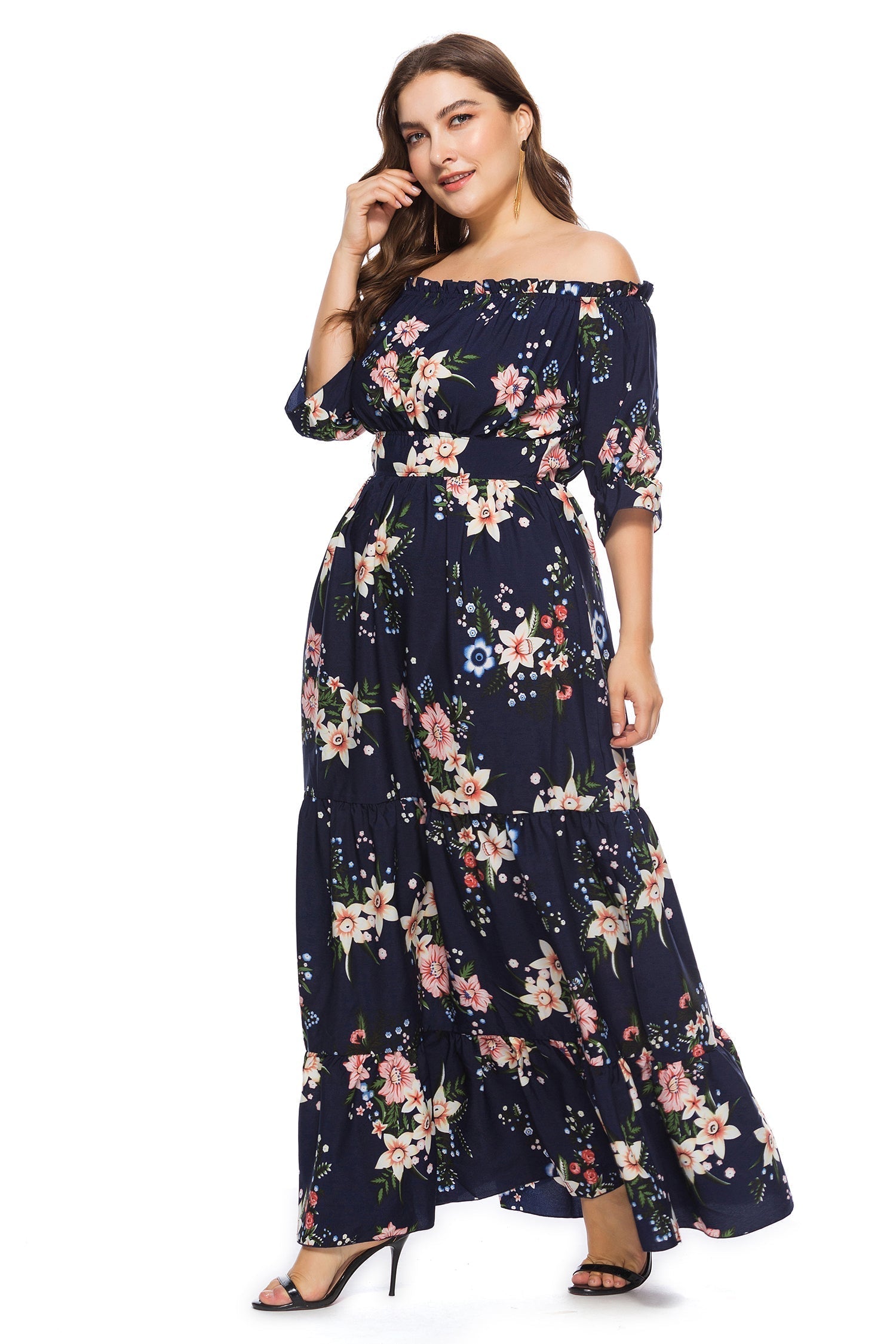 One-Neck Fat Bohemian Large Size Dress