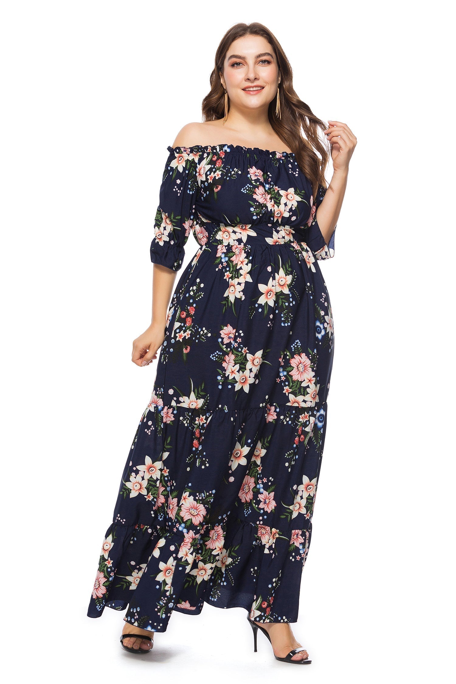 One-Neck Fat Bohemian Large Size Dress