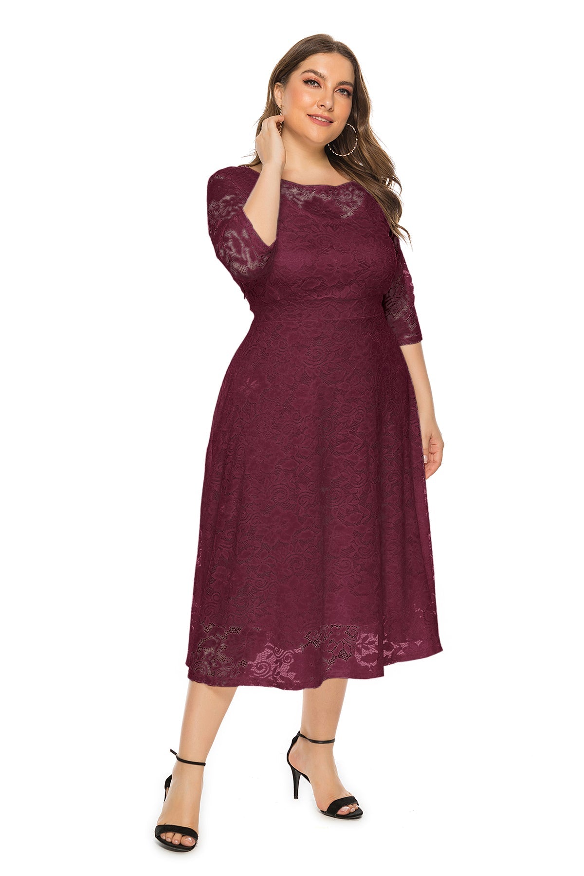 Plus Lace Overlay Party Dress