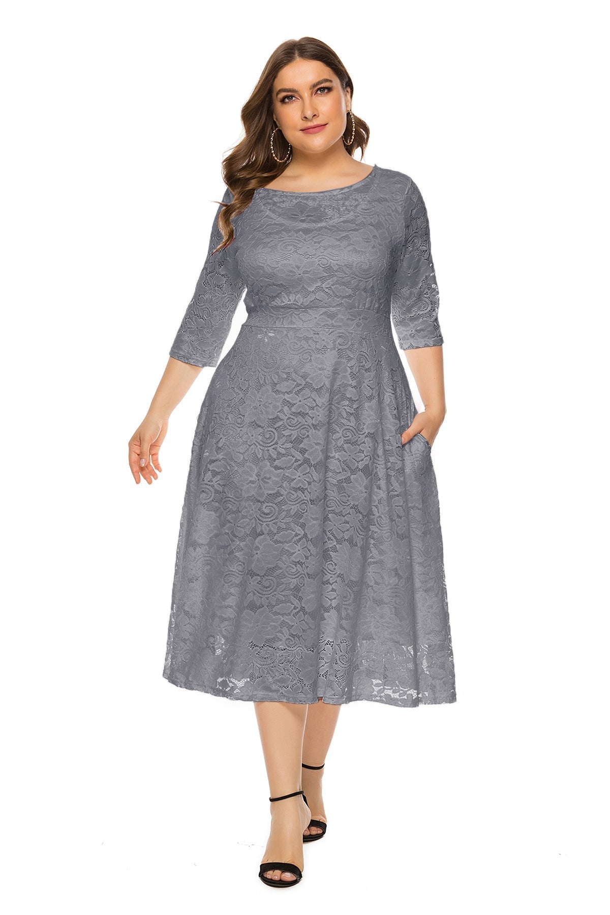 Plus Lace Overlay Party Dress