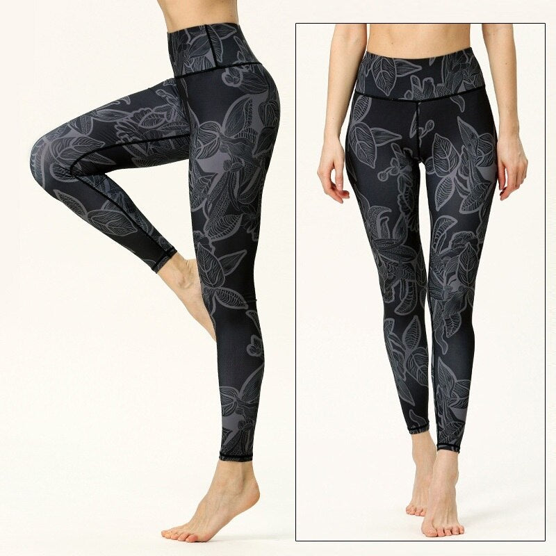 Mojoyce Cloud Hide Women Home Yoga Pants Fitness Gym Exercise Sports Leggings High Waist Sexy Long Print Tights Workout Running Trouser