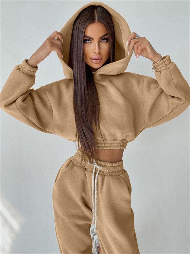 Mojoyce New Oversized Hoodie And Pants Set For Women Hooded Sporty Leggings Matching Tracksuit Two Piece Sets Womens Outfits