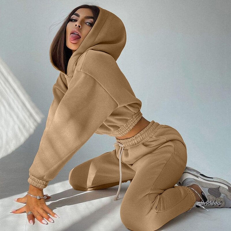 Mojoyce New Oversized Hoodie And Pants Set For Women Hooded Sporty Leggings Matching Tracksuit Two Piece Sets Womens Outfits