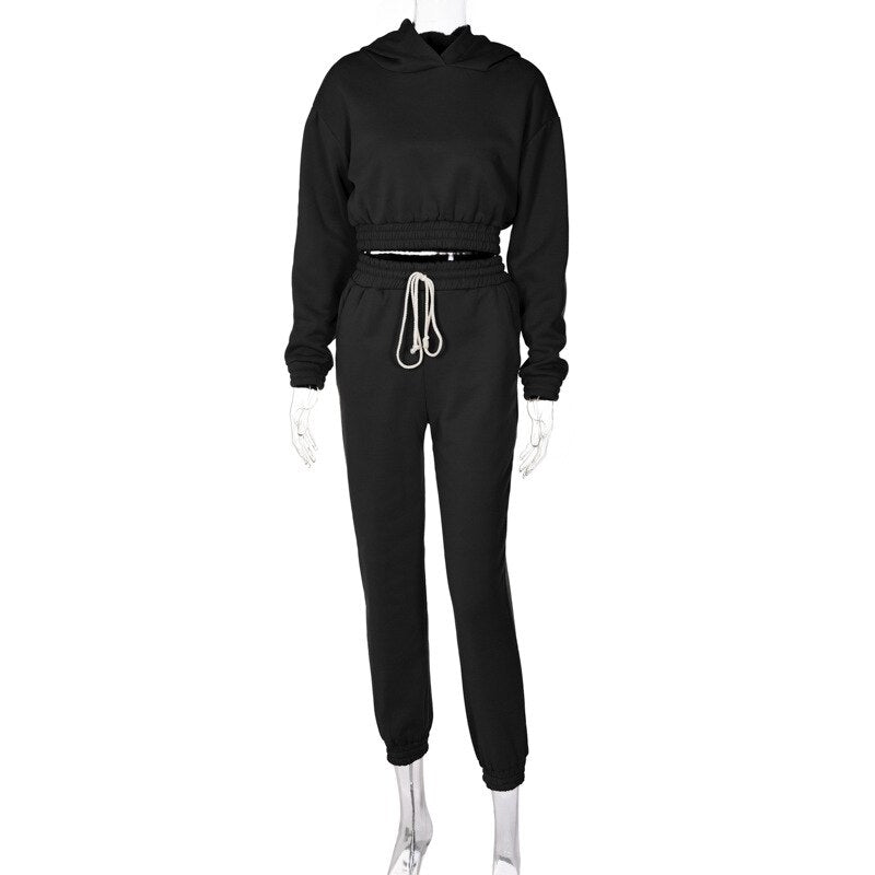 Mojoyce New Oversized Hoodie And Pants Set For Women Hooded Sporty Leggings Matching Tracksuit Two Piece Sets Womens Outfits