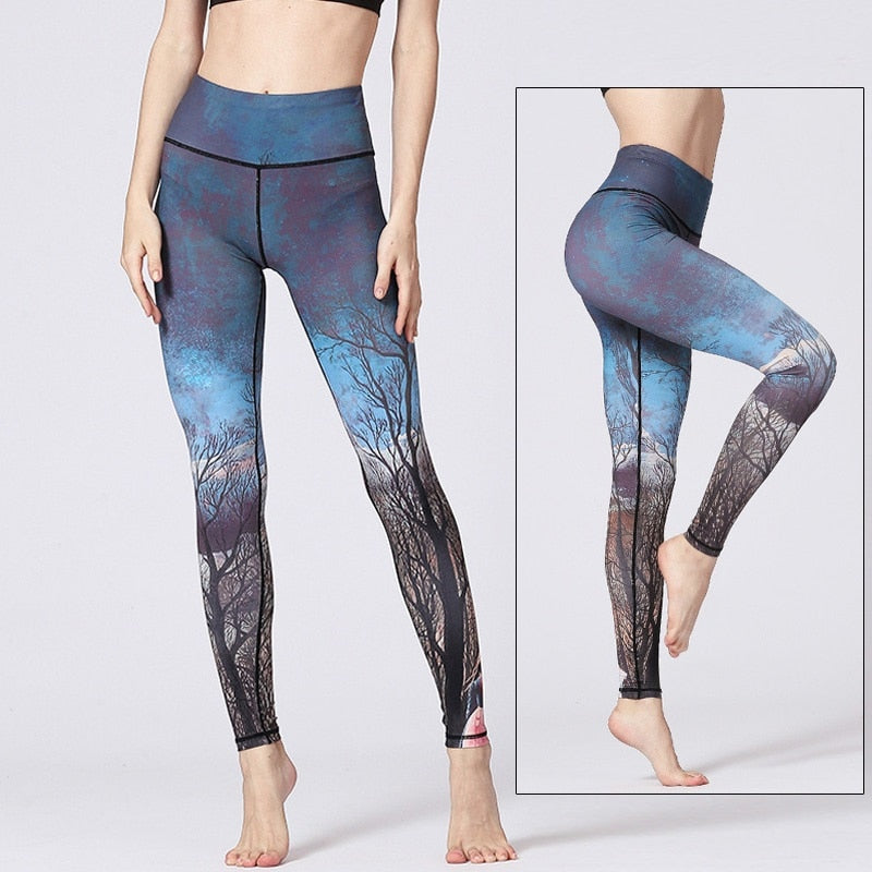 Mojoyce Cloud Hide Yoga Pants Sports Leggings Women High Waist Trainer Long Tights Flower Push Up Running Trouser Workout Plus Size XL