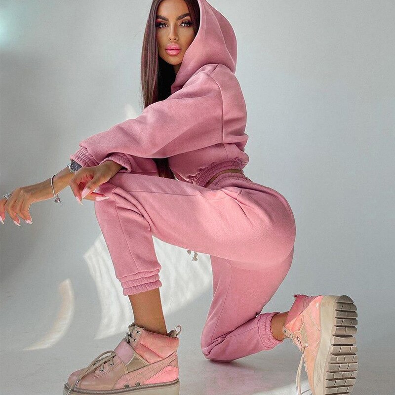 Mojoyce New Oversized Hoodie And Pants Set For Women Hooded Sporty Leggings Matching Tracksuit Two Piece Sets Womens Outfits