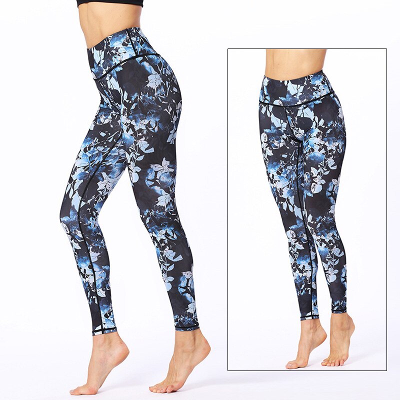 Mojoyce Cloud Hide Yoga Pants Sports Leggings Women High Waist Trainer Long Tights Flower Push Up Running Trouser Workout Plus Size XL