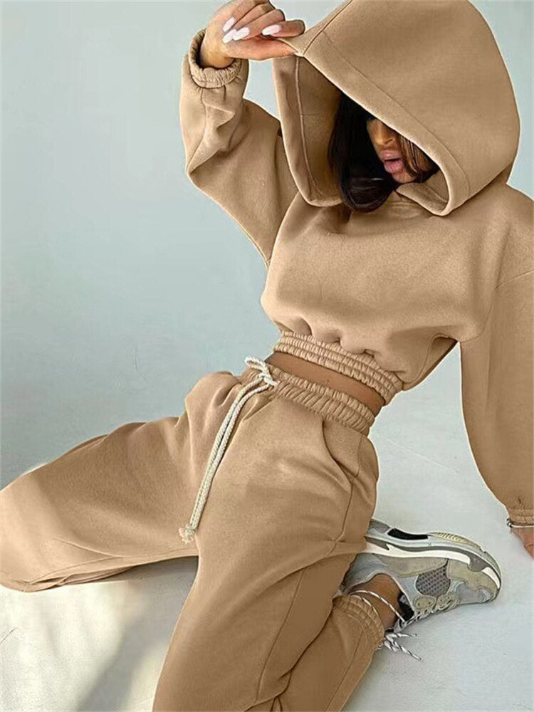 Mojoyce New Oversized Hoodie And Pants Set For Women Hooded Sporty Leggings Matching Tracksuit Two Piece Sets Womens Outfits