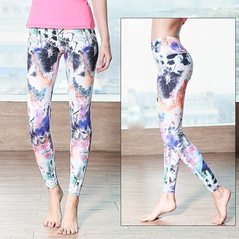 Mojoyce Cloud Hide Women Home Yoga Pants Fitness Gym Exercise Sports Leggings High Waist Sexy Long Print Tights Workout Running Trouser