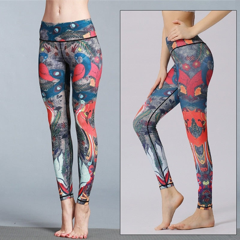 Mojoyce Cloud Hide Yoga Pants Sports Leggings Women High Waist Trainer Long Tights Flower Push Up Running Trouser Workout Plus Size XL