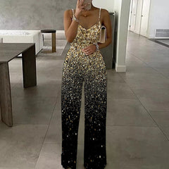 Jumpsuits Overalls New Womens Printed Sleeveless Sexy Strapless Jumpsuit Pants Fashion Straps Sequins Gold Night Evening