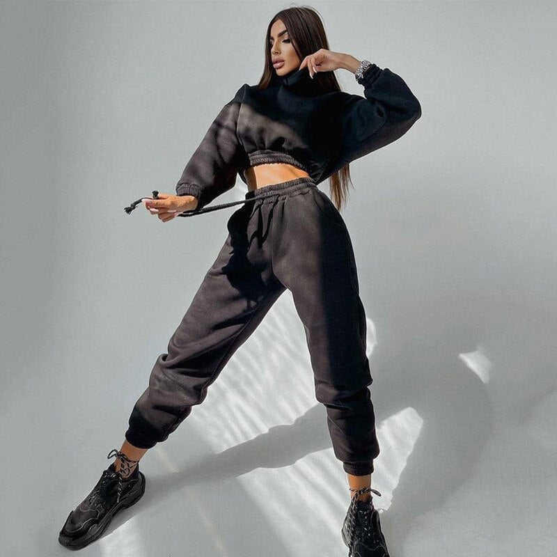 Mojoyce New Oversized Hoodie And Pants Set For Women Hooded Sporty Leggings Matching Tracksuit Two Piece Sets Womens Outfits