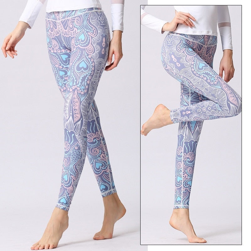 Mojoyce Cloud Hide Women Home Yoga Pants Fitness Gym Exercise Sports Leggings High Waist Sexy Long Print Tights Workout Running Trouser