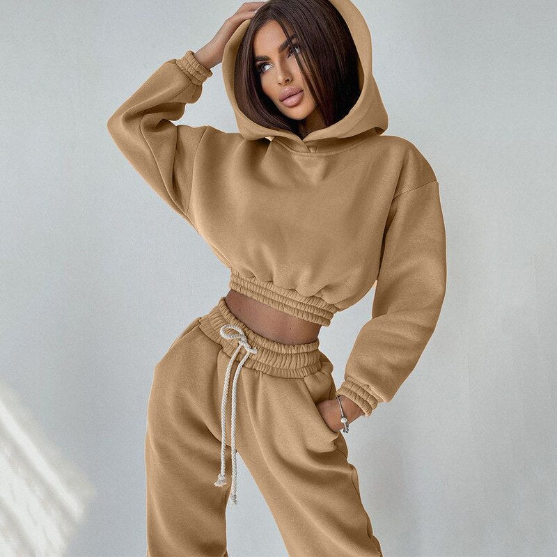 Mojoyce New Oversized Hoodie And Pants Set For Women Hooded Sporty Leggings Matching Tracksuit Two Piece Sets Womens Outfits